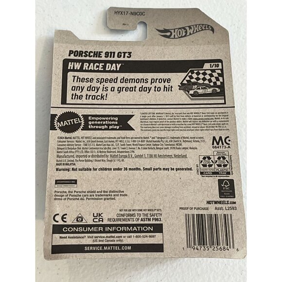 Poshmark: Porsche 911 GT3 Hot Wheels Black Race Day 2024 1:64 - Picture 3 of 9